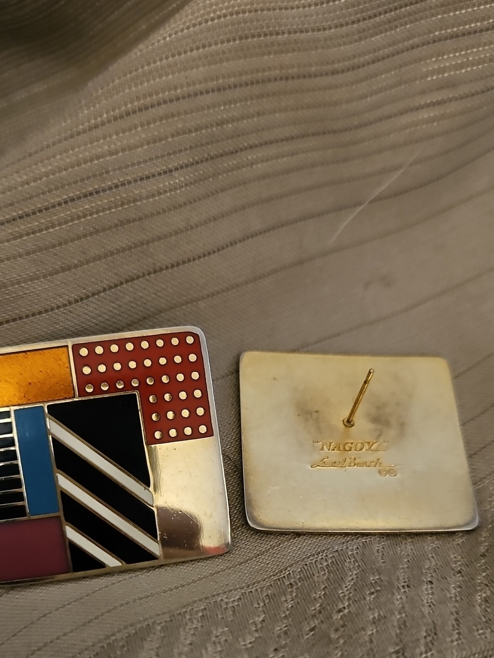 Nagoya Gold & Multicolor Enamel 80s Earrings